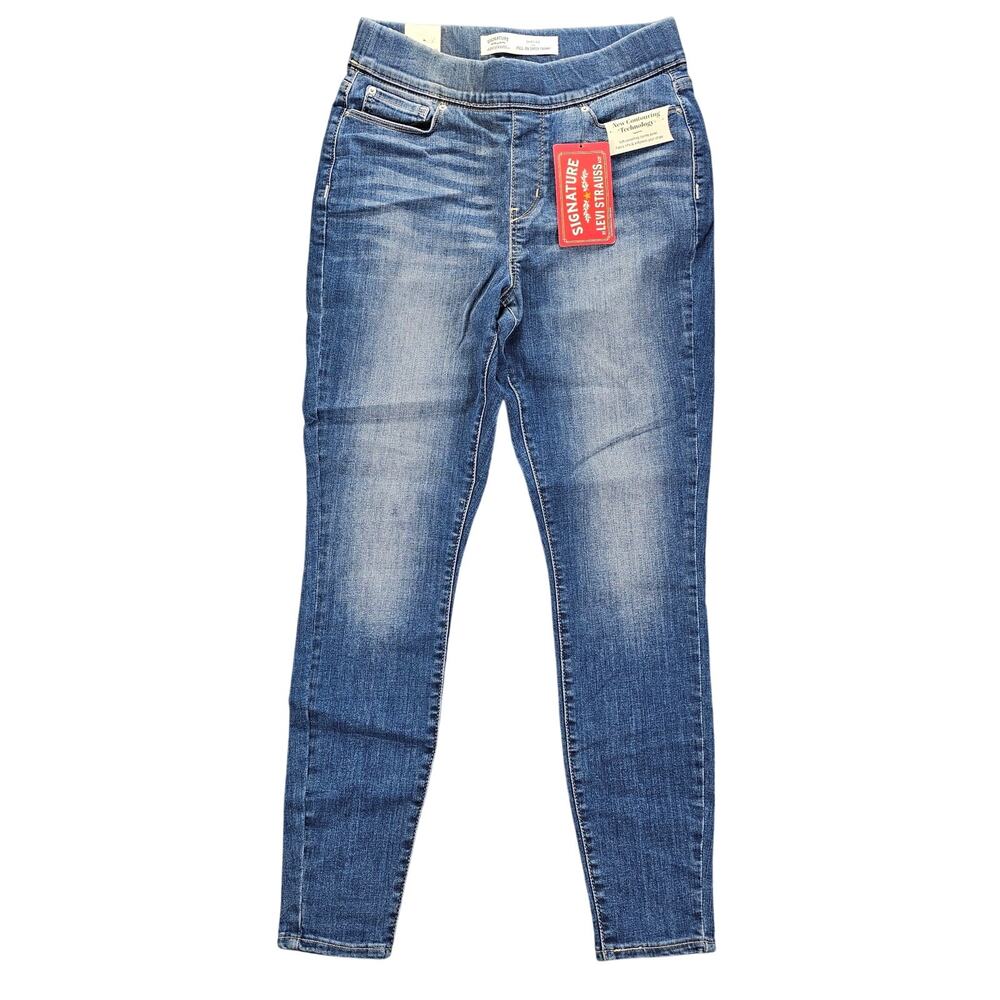 Signature Levi Strauss Shaping Jeans Womens 8 W29 Pull On Super Skinny NEW